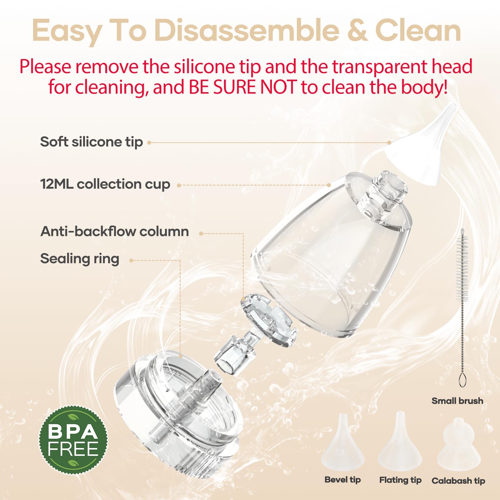 Nasal Aspirator for Baby - Baby Nose Sucker with 3 Suction Levels, Baby Nasal Aspirator, Electric Nose Suction for Baby with 3 Silicone Tips Music and Light, Rechargeable Snot Nose Sucker for Babies