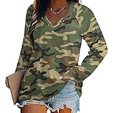 Casual Fashion Pullover Tops Womens V Neck Shirt Long Sleeve Basic Tee Loose Fit Tunic Tops