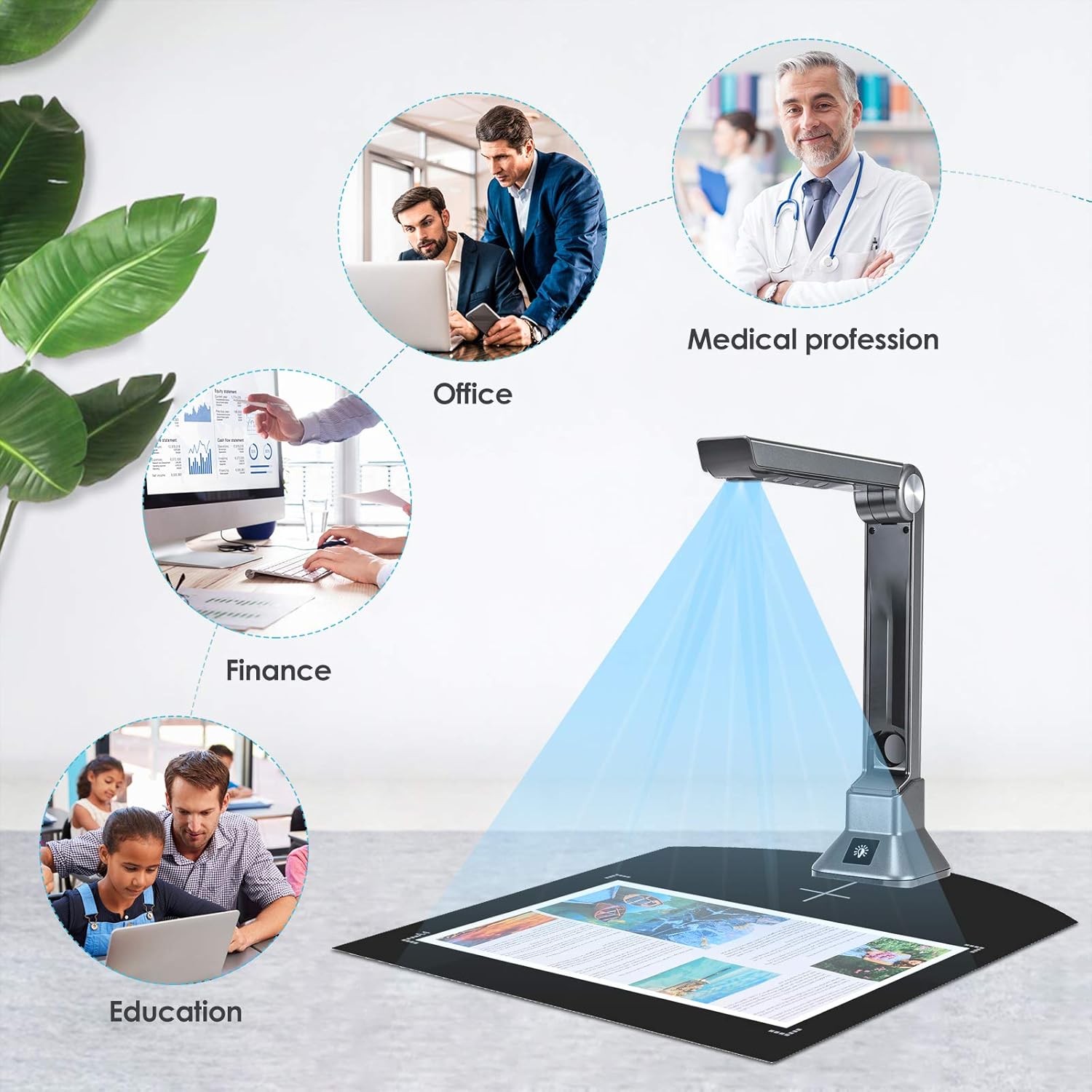 ETE ETMATE Portable Document Camera, 10 MP High Definition Scanner Max A4 Size with Real-time Projection Video Recording, OCR Text Recognition Function for Office Education Training Library Bank : Electronics