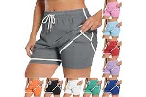 Gym Shorts for Women Quick Dry 2 in 1 Liner Workout Athletic Swim Short Pants with Pockets Summer Beach Vacation