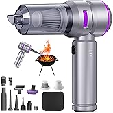 BJMCXIA Handheld Vacuum Cordless, Car Vacuum Cleaner with 22000PA Brushless Motor, 4-in-1 Portable for Car Home, Vacuum & Blower, Inflator, HEPA, Pet Brush, LED Light, Type-C (Purple)