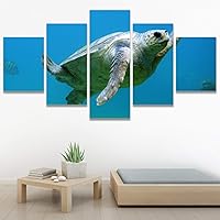 SIGNWIN 5 Panel Canvas Wall Art Modern Art Multicolor Nautical Photography Relax/Calm Reptiles Turtle for Home Decorations Ready to Hang - 60
