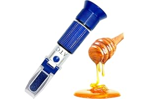 NEEBETEK Honey Refractometer for Brix, Moisture and Baume, Lab Refractometer with ATC, 3-in-1 Scale (Moisture: 12-27%, Brix: 58-90%, Baume: 38-43°), Tester for Maple Syrup, Molasses, and Bee Keeping Supplies