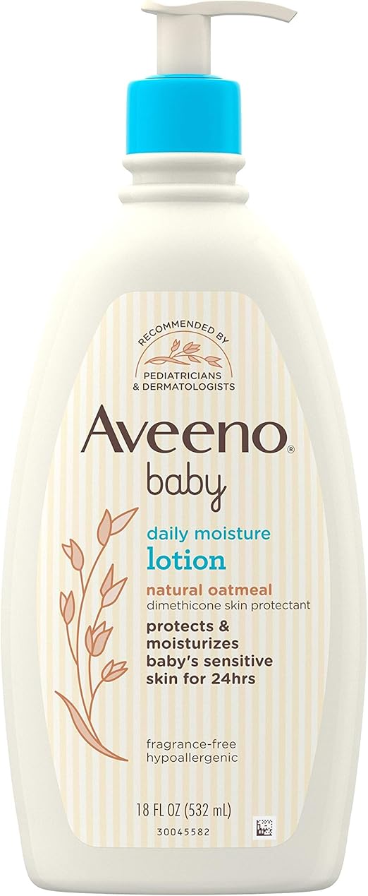 Amazon Com Aveeno Baby Daily Moisture Moisturizing Lotion For Delicate Skin With Natural Colloidal Oatmeal Dimethicone Hypoallergenic Fragrance Phthalate Paraben Free 18 Fl Oz Health Personal Care