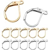 200pcs Hypoallergenic Earring Hooks, Leverback Earwire French Hook with Open Loop for Earring Designs Jewelry Findings (100pcs Gold +100 Siliver)