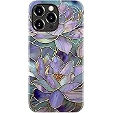 DorisMax for iPhone 16 Pro Case - Wireless Charging Compatible - Dual-Layer Hard Shell + Silicone Cover - Shockproof Protective Phone Case with Stylish Designs for Women - Abstract Lotus