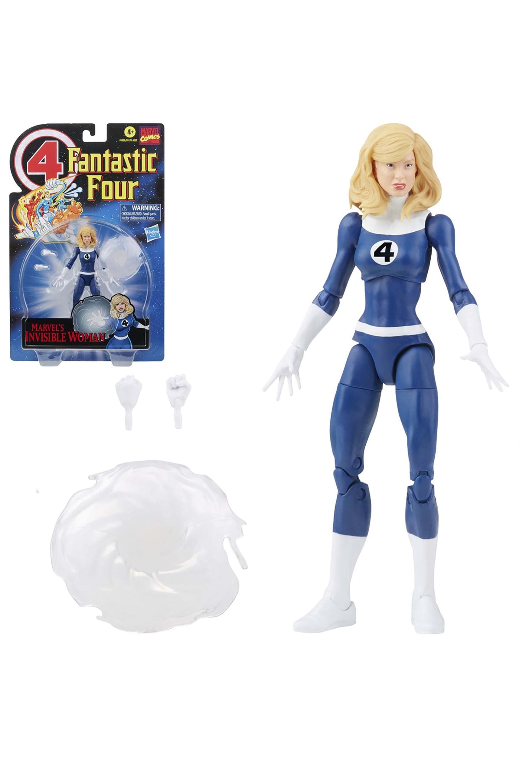 Marvel Hasbro Legends Series Retro Fantastic Four Marvel's Invisible Woman 6-inch Action Figure Toy, Includes 3 Accessories, Black