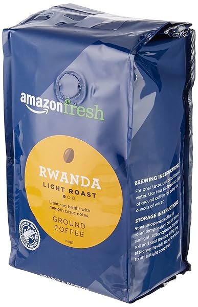 AMAZON FRESH, RWANDA GROUND COFFEE, LIGHT ROAST, 12 OUNCE (PACK OF 3)
