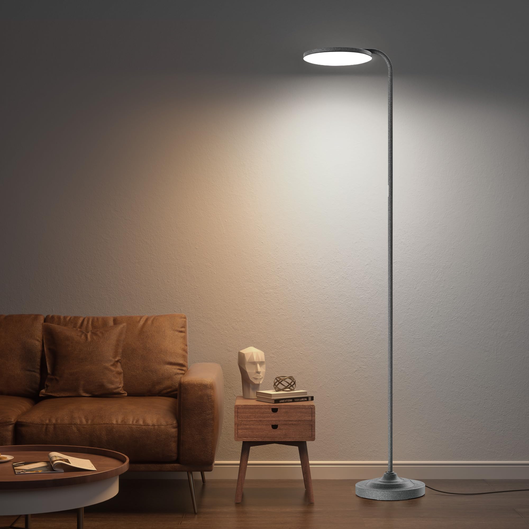 Photo 1 of SIBRILLE 36W LED Floor Lamp, Super Bright Standing Lamp, Modern Stepless Dimmable Torchiere Lamp with Remote Control, 350°Rotating Head Reading Floor Lamp for Living Room, Bedroom, Office - Gunmetal