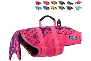 HAOCOO Dog Life Jacket Vest Saver Safety Swimsuit Preserver with Reflective Stripes/Adjustable Belt Dogs (Mermaid, Medium)