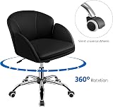 Yaheetech Faux Leather Desk Chair Velvet Flower Armrest Swivel Black view 7