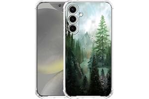 Hsondcn Case for Samsung Galaxy S24+ with Forest Design,Mountain and Birds Beautiful Scenery Nature Pattern,Soft TPU Phone Cover Bumper(S24+,Wood)