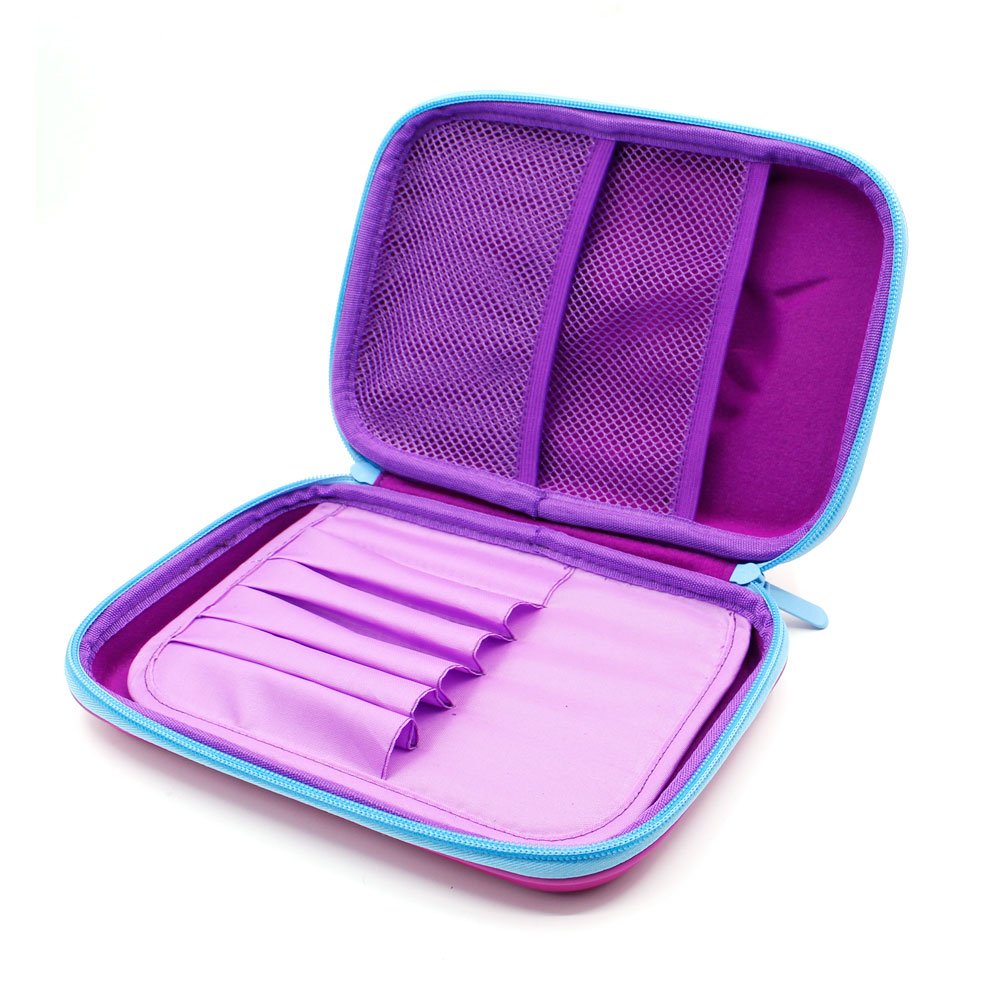 Cute Unicorn Embossed Hardtop Pencil Case Kids Large Pen Holder Box With Multi Compartment