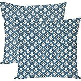 PANDICORN Floral Throw Pillow Covers 18x18 Inch Set of 2 Vintage Blue and White Pattern Flower Boho Outdoor Spring Farmhouse Decorations Decorative Cushion Cases for Home Living Room Couch Decor
