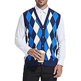 Beotyshow Mens Argyle Sweater Vests V Neck Sleeveless Cardigan Vest Knitwear