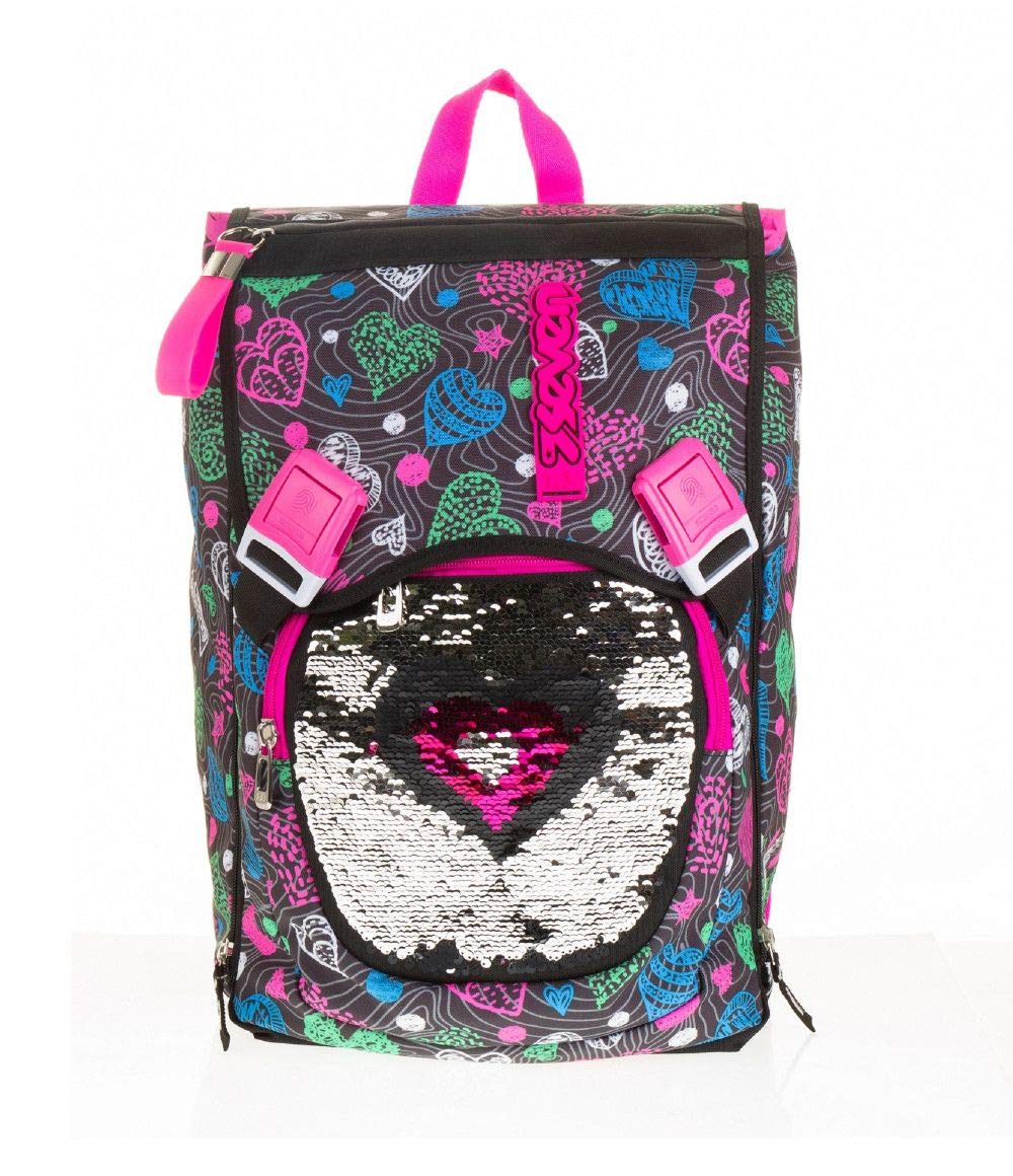 Zainetti per bambini Zaino scuola SEVEN 28 LT elementari e medie Nero Rosa  SHINEHEART estensibile Paillettes reversibili urban-earth.co.uk