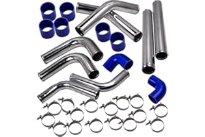 maXpeedingrods 2.5" 8pcs Universal Turbo Intercooler Kit Aluminum Turbo Intercooler Pipe + 8 Hose +16 Clamps Kit