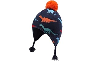 Connectyle Toddler Earflap Beanie Hat Fleece Lined Knit Kids Hat Warm Winter Hat
