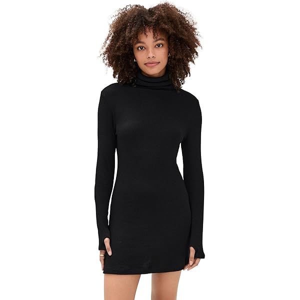 Enza Costa Women's Silk Sweater Rib Crew Dress, Heather Charcoal, L at  Amazon Women's Clothing store