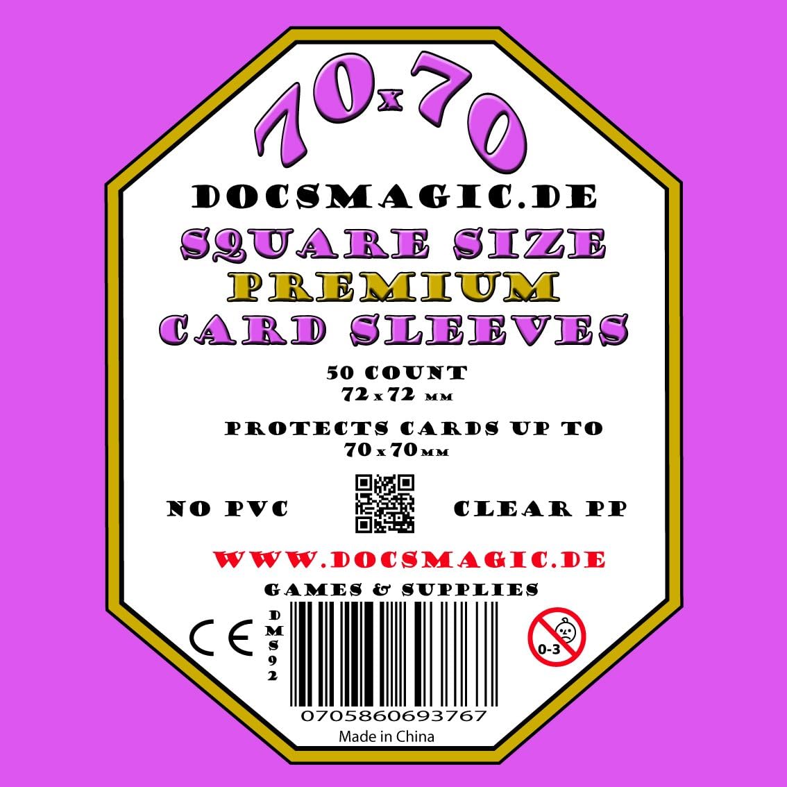 docsmagic.de 50 Premium Small Square Board Game Sleeves - 70 x 70-72 x 72, 1 Pack Premium, Small Square - 72 x 72 mm - Image 3
