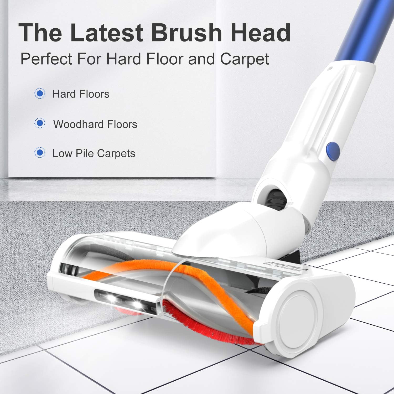 Cordless Vacuum Cleaner, Aucma by whall 3 Suction Modes 250W Brushless Motor Cordless Stick Vacuum cleaner up to 50 mins Runtime 4 in 1 Lightweight Handheld Vacuum for Home Hard Floor Carpet Pet Hair -