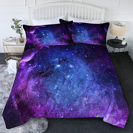 Amazon Com Blessliving 3d Galaxy Comforter Set Twin Twin Xl Soft Bedding Set 3 Piece Bed Comforter 1 Space Comforter 2 Pillowcases For Boy Girl Teen Kid Home Kitchen