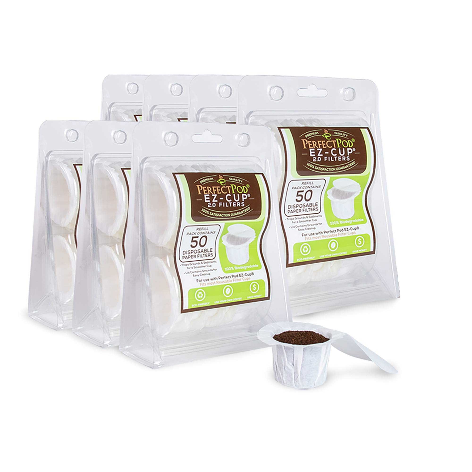 Perfect PodEZ-Cup Filters by Perfect Pod - 7 Pack (350 Filters) Paper Coffee Pod Filters