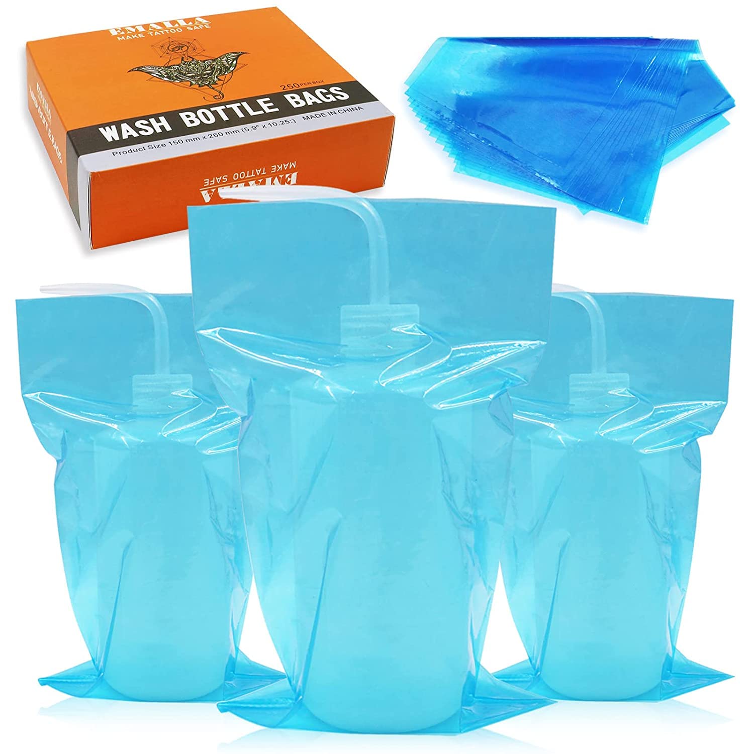 LEAYOKA Tattoo Wash Bottle Bags - Pack of 250 Disposable Tattoo Laundry Bottles Bag Covers Sleeve Squeeze Bottle Tattoo Bottles Cover Tattoo Accessories