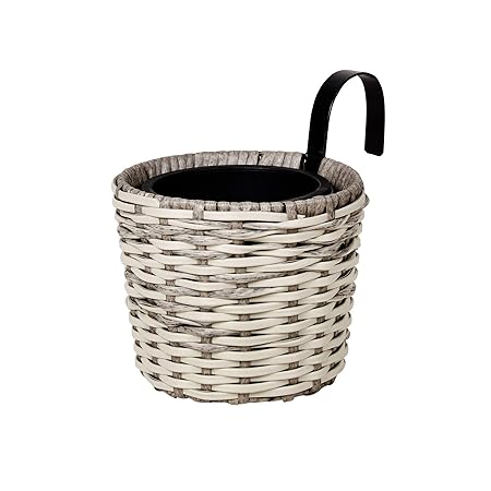 Blumenkasten Umero | Balkonkasten in 1er, 2er und 3er Set aus Polyrattan und Metall (S (1er))