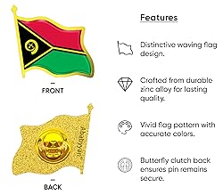 Vanuatu Flag Lapel Pin - Enamel Metal National