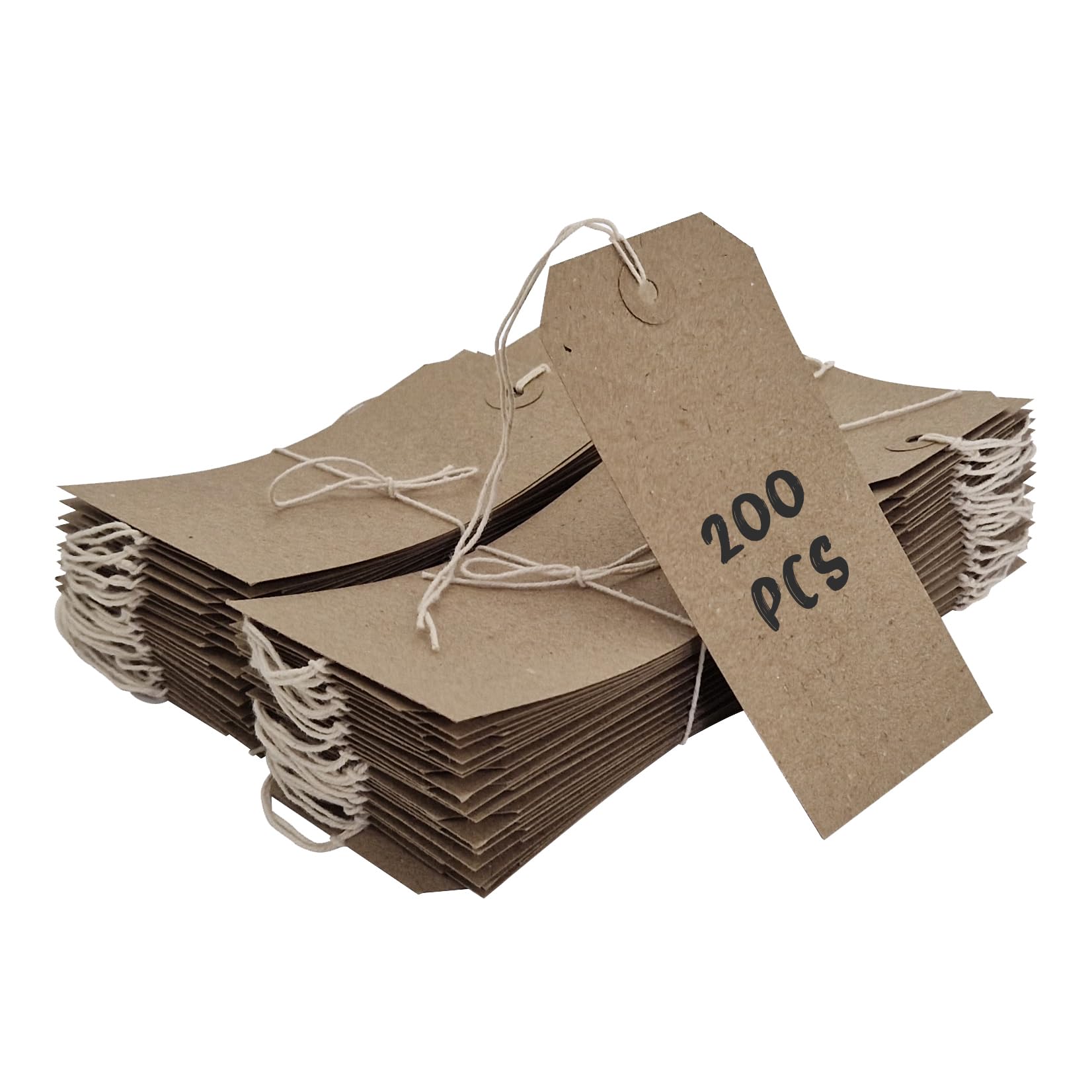 Swift Strung Tags Brown Reinforced Card Clothing Parcel Label String Hanging Gift Swing Tickets Kraft Hang Price Labelling 120mm x 60mm (Pack of 200)