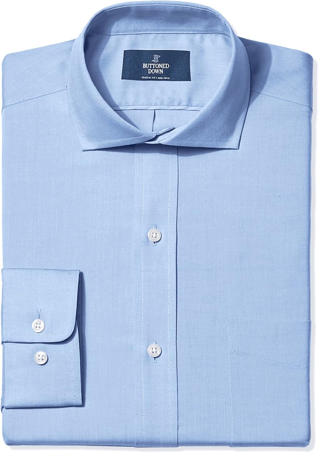  Brand - Buttoned Down Men's Classic Fit Cutaway-Collar Solid Pinpoint Dress Shirt, Supima Cotton Non-Iron: Clothing