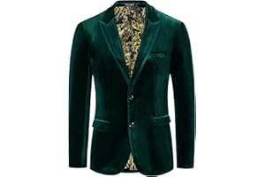 PJ PAUL JONES Mens Velvet Blazer Jacket Two Button Sport Coat Solid Suit Jackets for Dinner Prom Wedding