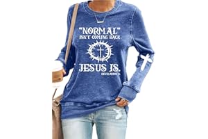 Jesus Has My Back, Normal Isn't Coming Back Jesus is Sweatshirt, Revelation 14 Shirt, Long Sleeve Casual Letter Print Shirt