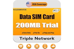 KAISNVXS 4G LTE Cellular Data Only SIM Card for Security Cameras Compatible with USA Nationwide Networks for Hunting Trail Cameras, Game Cameras, Tablets, Unlocked IoT Device, No Voice, No Text, No Contracts