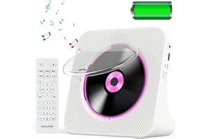 KOVCDVI CD Player Portable Desktop Bluetooth 4000mAh with Speakers CD Players for Home Support CD Bluetooth FM Radio Timer USB AUX Headphone with Remote LED Display
