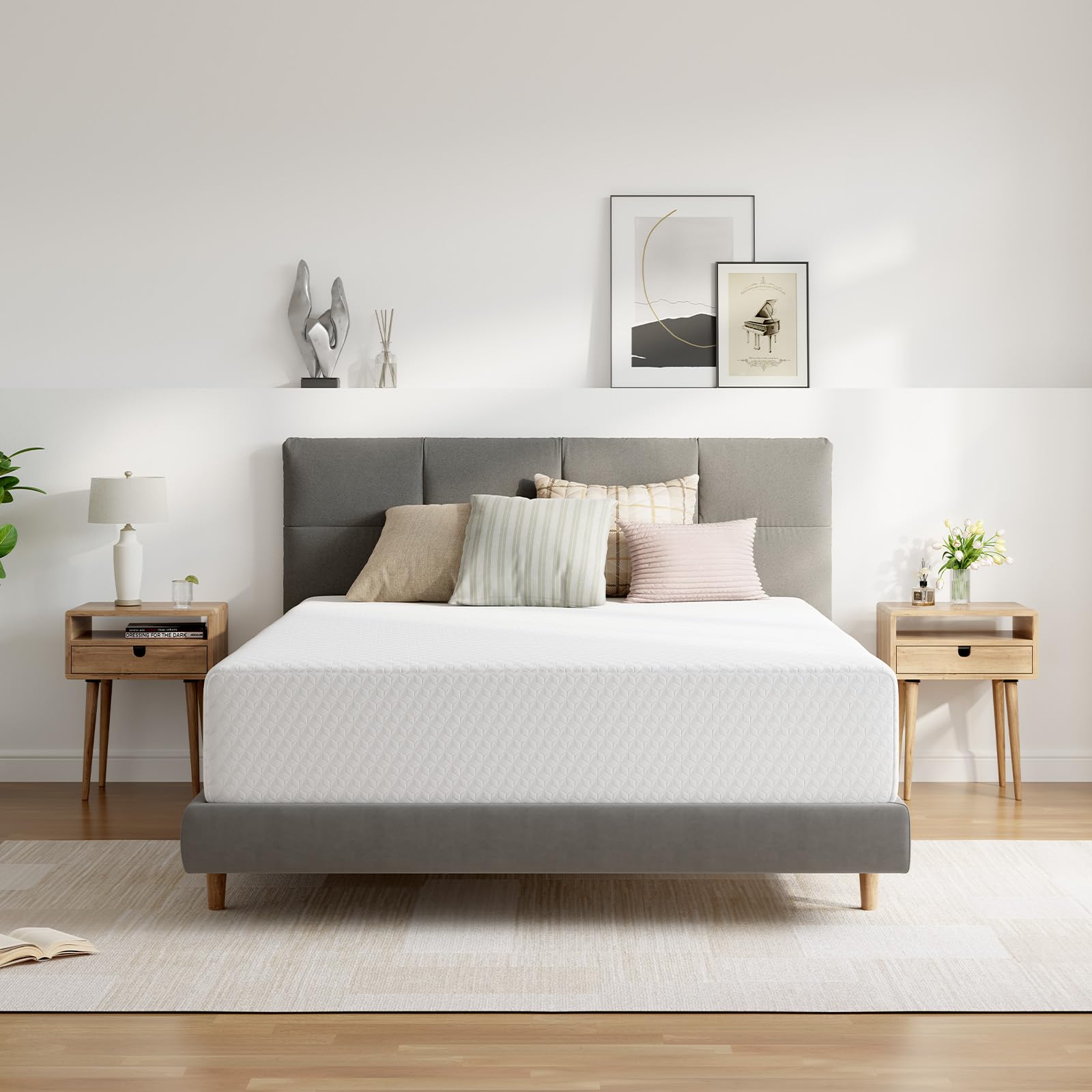 Novilla King Size Mattress, 14 Inch Memory Foam Mattress King for Pressure Relief & Comfort Sleep, Natural Fiber Infused for Cooling Refreshing Feel, CertiPUR-US Certified Mattress in a Box, Plush