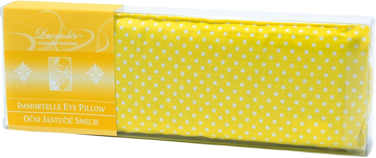 Immortelle and Flax Seeds Natural Cotton Eye Pillow and Sleeping Mask - Provides Cooling, Relaxation, Relief