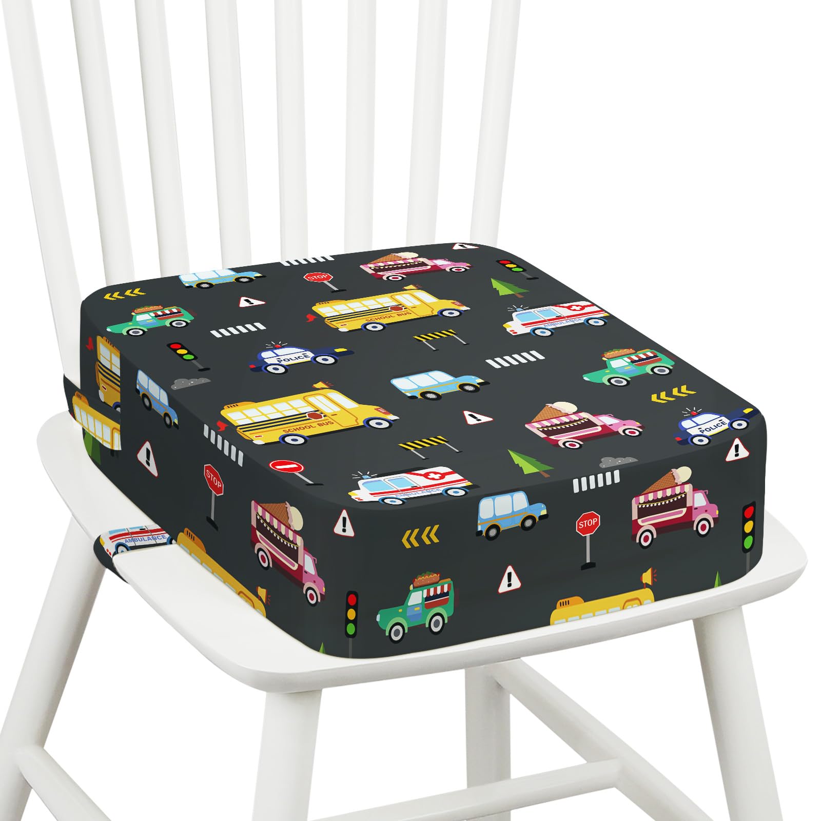 Photo 1 of Omedecal Toddler Booster Seat for Dining Table Kitchen Chair, Kids Booster Seat with Non-Slip Bottom and Adjustable Straps, 4" Detachable Washable Portable Travel Increasing Cushion (Transportation)