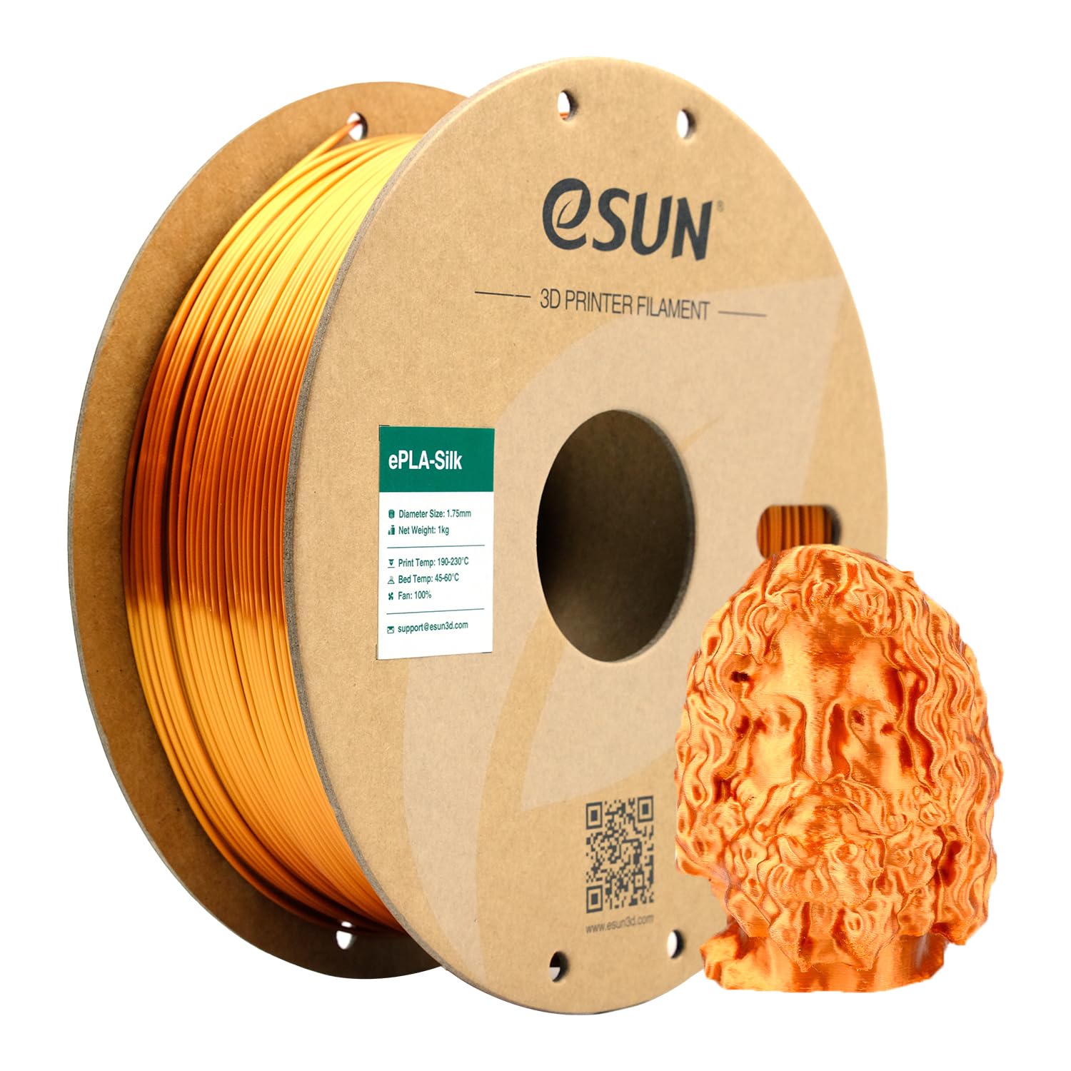 eSUN Silk Metal PLA Filament 1.75mm, Silky Metallic 3D Printer Filament PLA, Dimensional Accuracy +/- 0.05mm, 1KG Spool (2.2 LBS) 3D Printing Filament for 3D Printers, Silk Copper