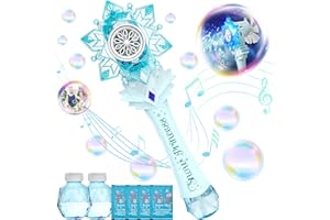 BELLOCHIDDO Bubble Gun, Princess Magic Bubble Blower Wand Machine for Kids Ages 3 4 5 6 7, Musical & Light Up Fun Pretend Play Prop, Kids Party Favor, Christmas Birthday Gift Toy for Boys & Girls
