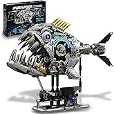 Vziimo Mechanical Lantern Fish Building Set, Sea Animal Model Kit with Lights, Ideas Ocean Building Set for Home Office Decor, Ideas Toy Gift for Teens Adults 14+ (1085PCS)