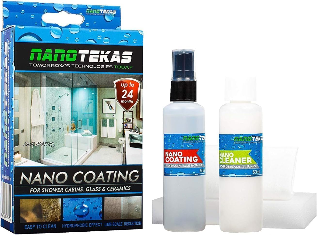 Nanotekas Shower Nano Glass Coating Kit for Cabinets | Ceramic Door Water Repellant Protection Guard