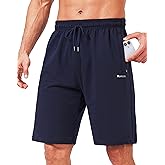 Rancoto Mens Cotton Shorts Sweat Athletic Shorts for Men, Lounge, Gym, Yoga, Workout with Zipper Pockets