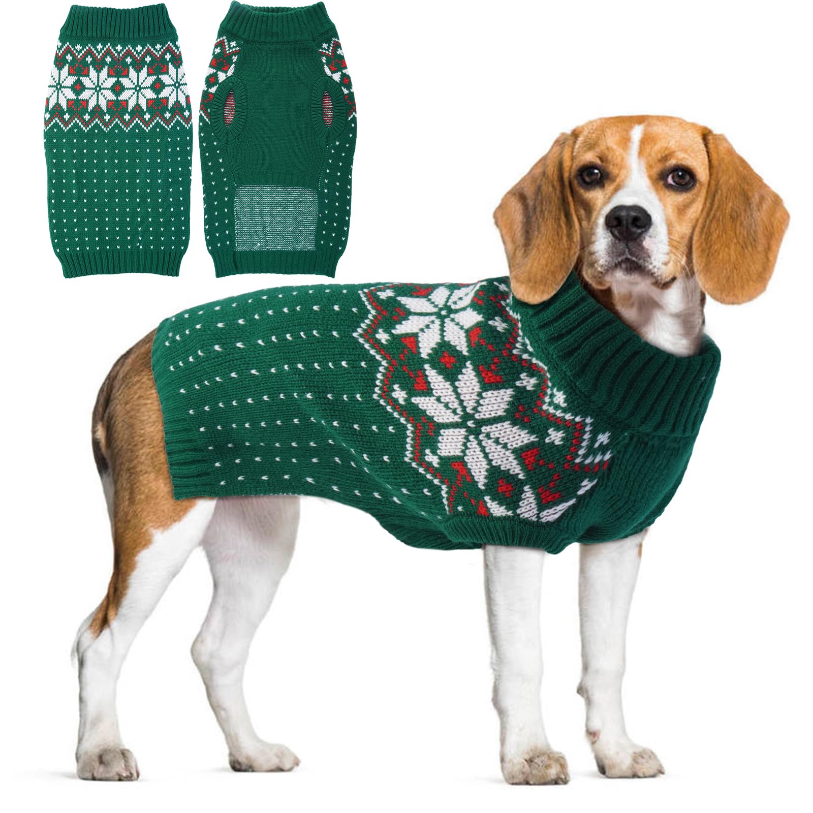 Warm Winter Dog Jumper Sweater Costume Outfit Soft Coats Clothes for Little Dogs Cats, Green XL