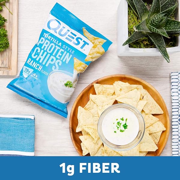 QUEST NUTRITION TORTILLA STYLE PROTEIN CHIPS, RANCH, BAKED, 19G PROTEIN, 4G NET CARB, LOW CARB, GLUTEN FREE, 1.1 OUNCE (PACK OF 12)