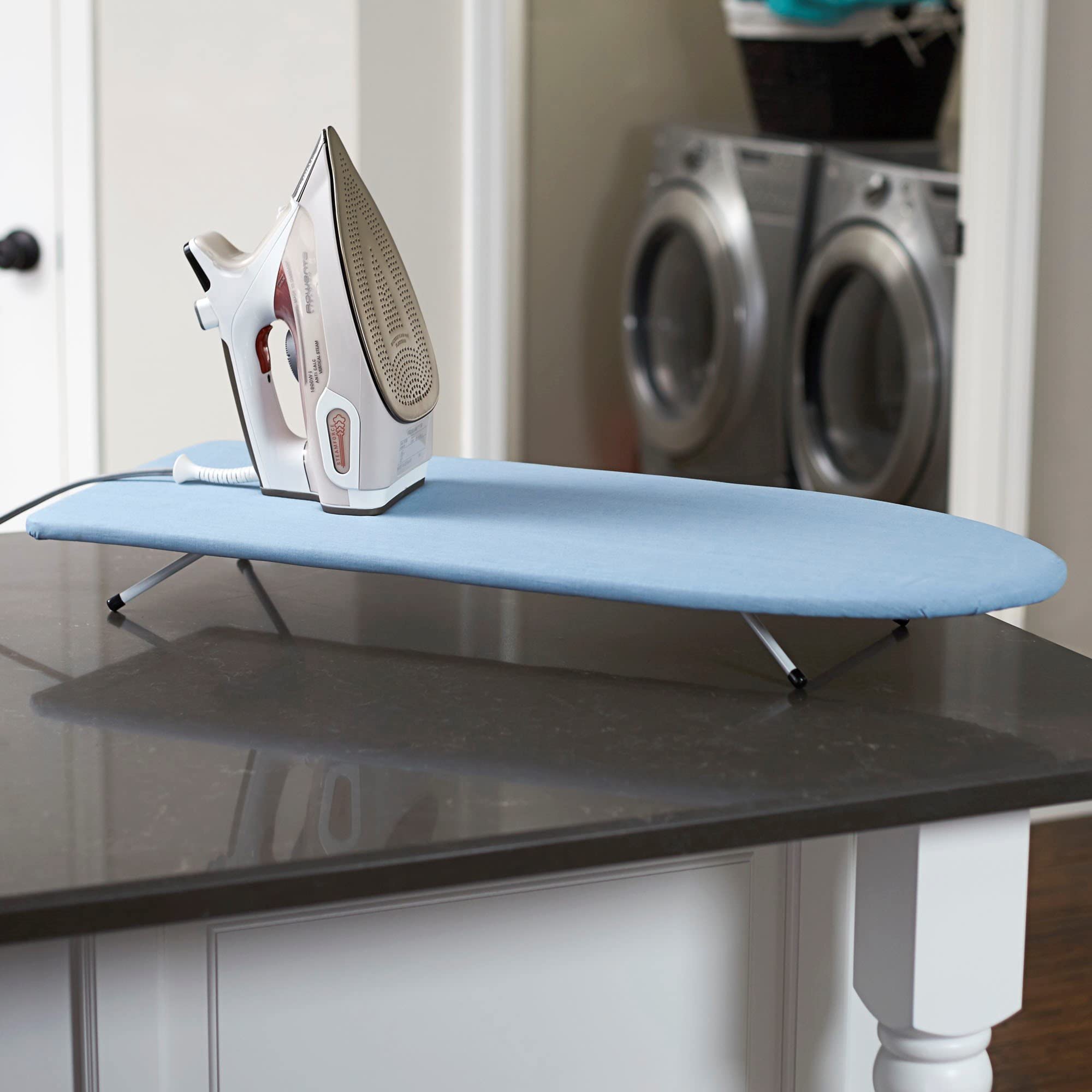 Household Essentials 120101-0 Collapsible Space Saving Tabletop Ironing Board with Folding Legs | Blue, 12