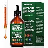 Thyroid Support Complex Liquid Drops for Women &amp; Men - High Potency Iodine, Zinc, Selenium &amp; Ashwagandha - 4 oz (120ml)