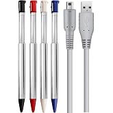 3DS Stylus Pen, 4 in 1 Metal Retractable Replacement Stylus Touch Styli Pen Set with USB Charging Cable for 3DS