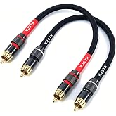 WJSTN-020 RCA to RCA Audio Cable, 1RCA Male to 1RCA Male Stereo Audio Cable Converter, Digital Stereo Audio Cable for subwoofer, Home Theater, high-Fidelity Audio-Double Shielding-2 Pack (6IN)